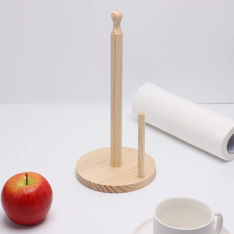 Natural Wood Paper Towel Stand