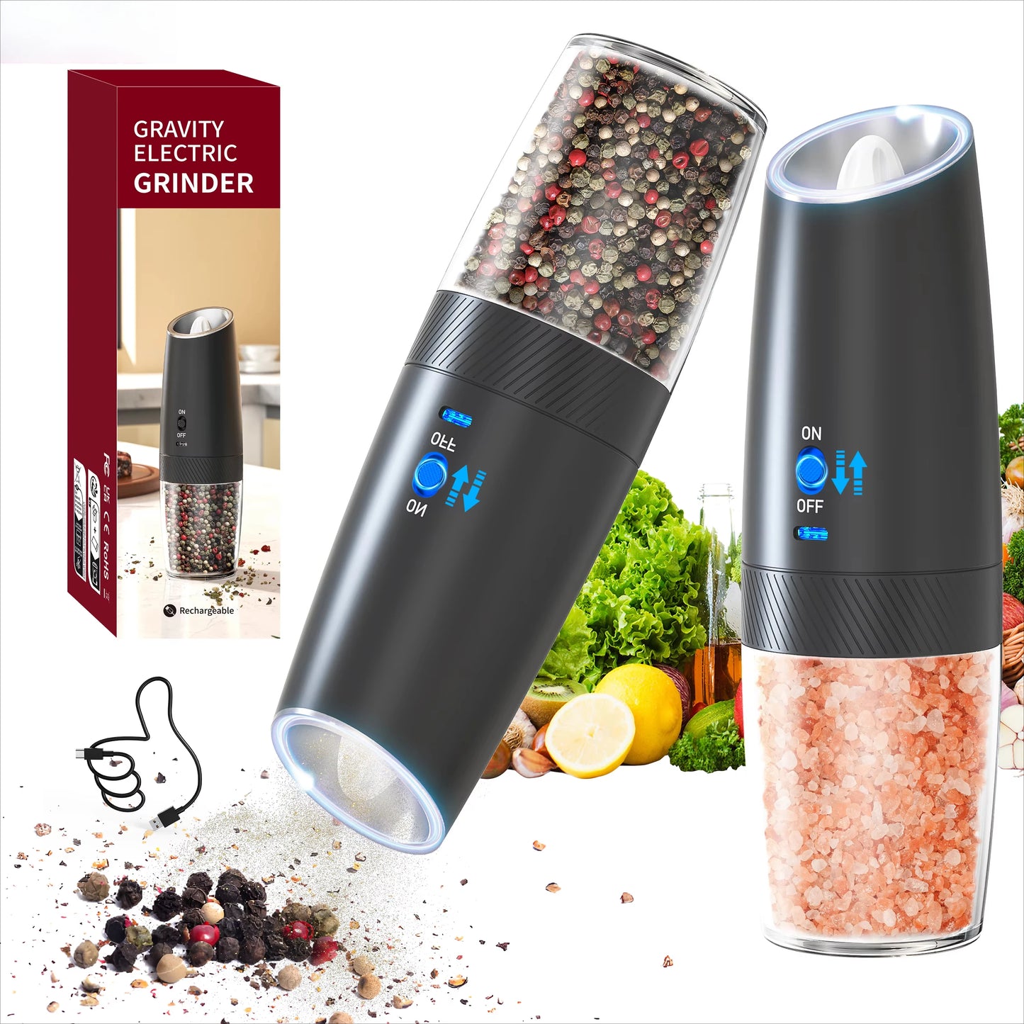 Rechargeable Electric Salt & Pepper Grinder