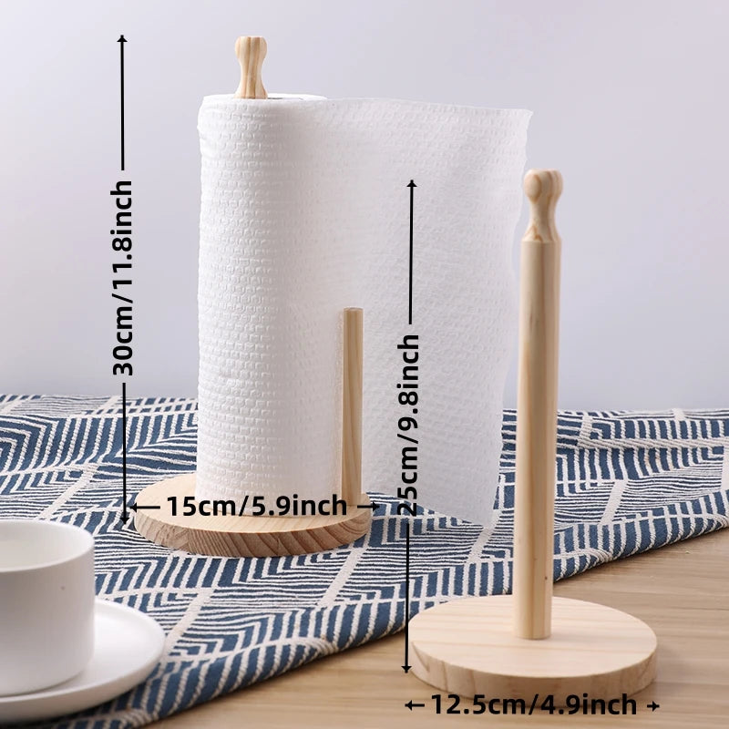Natural Wood Paper Towel Stand